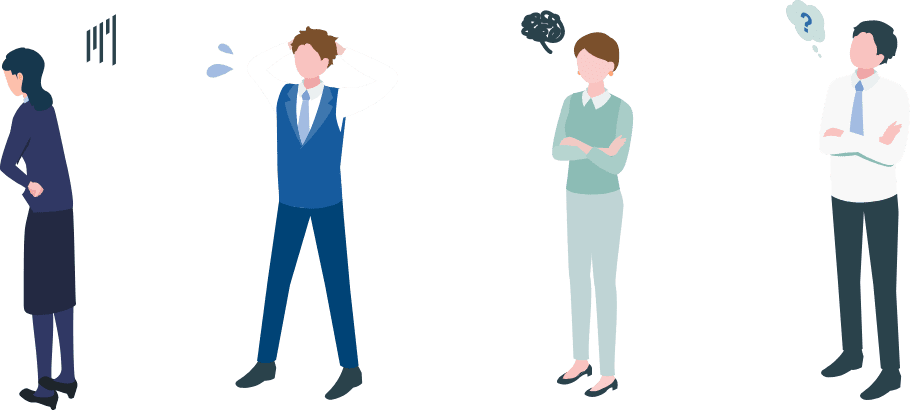 悩みを抱える人のイラスト 採用活動で困りごとはありませんか?