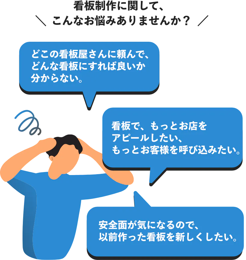 看板制作に関して、こんなお悩みありませんか?